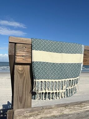 Crab Trap Rag Teal — Salt Rag™ Sand-Resistant Turkish Beach Towel